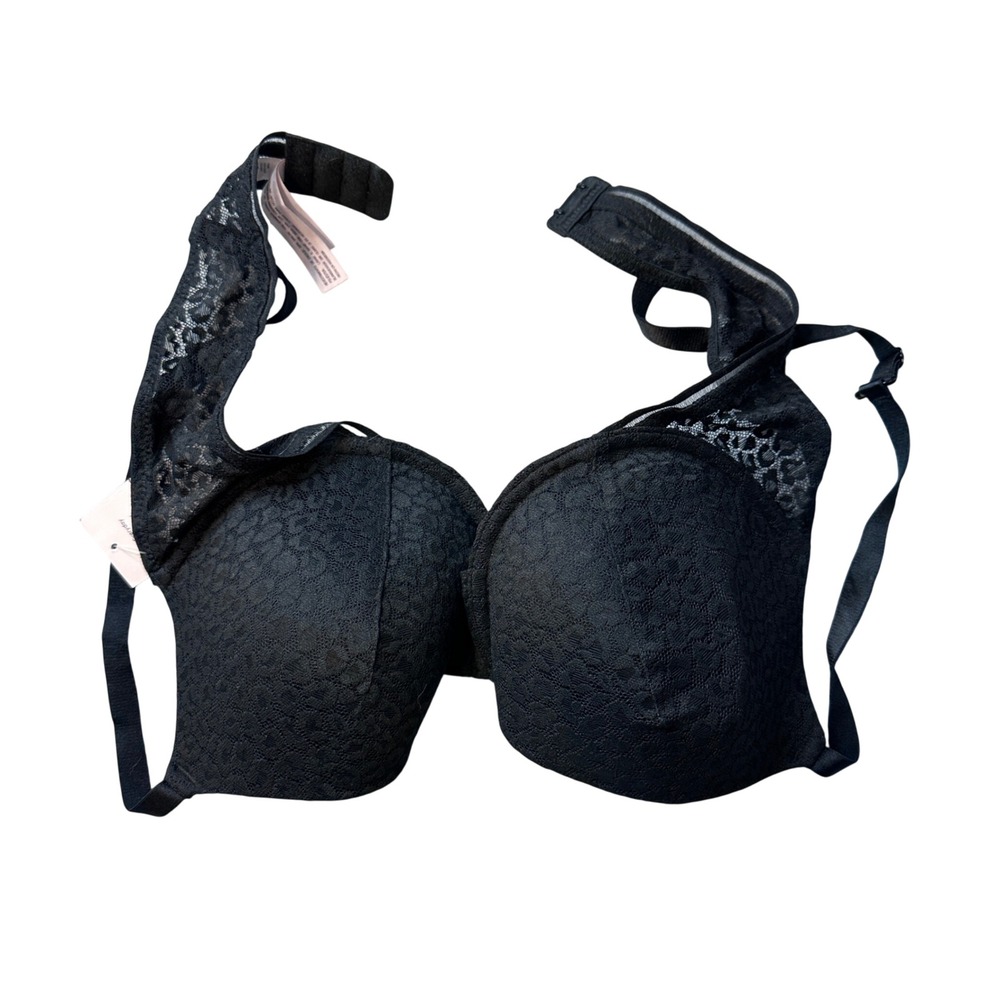 Auden Bra Womens 38C Black Everyday Lace‎ Push-Up Underwire Padded Adjustable